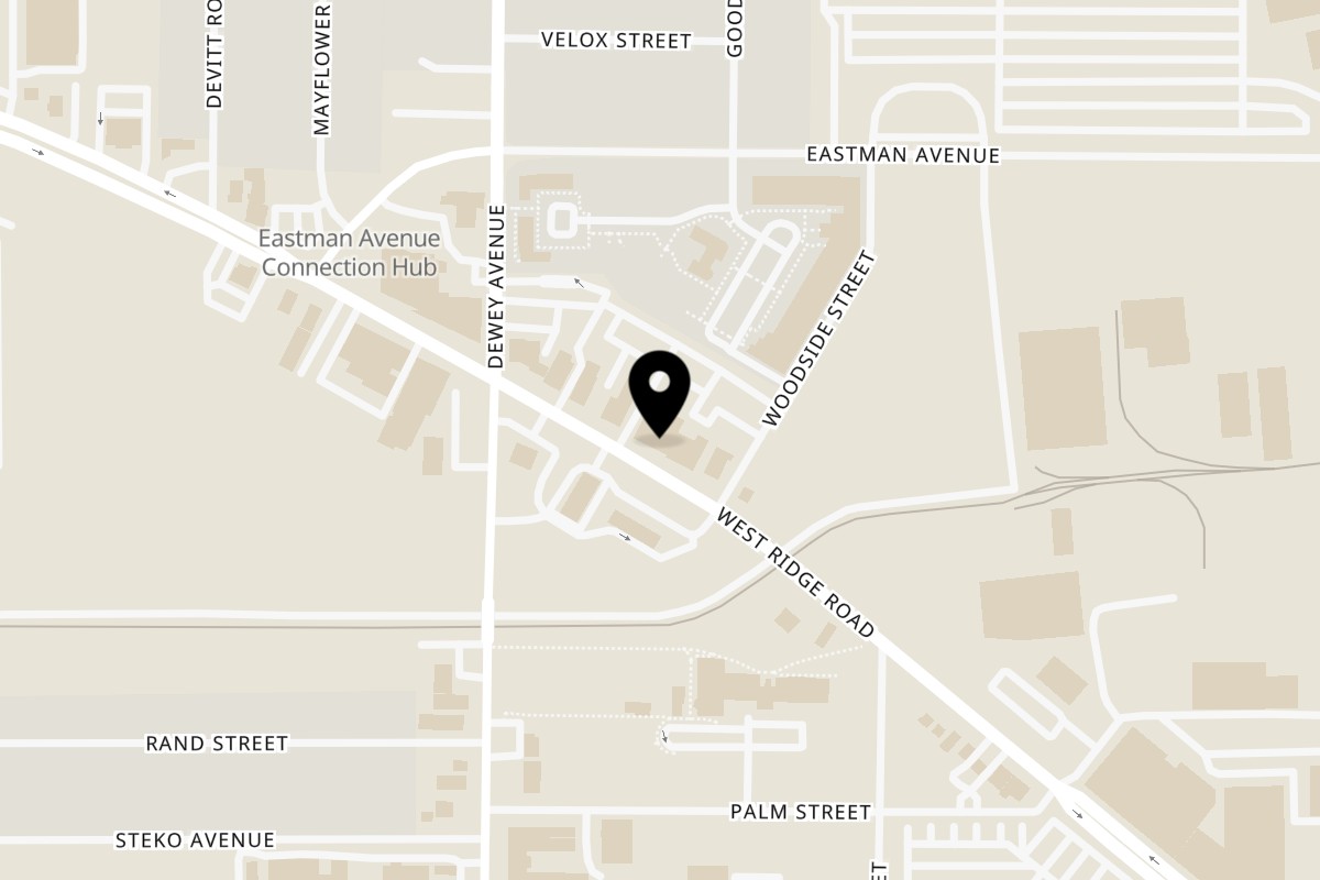 Map showing the location of Fuego Birria on 380 W Ridge Rd in Rochester